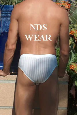 Microfiber White Sheer Stripe Brief - Clearance