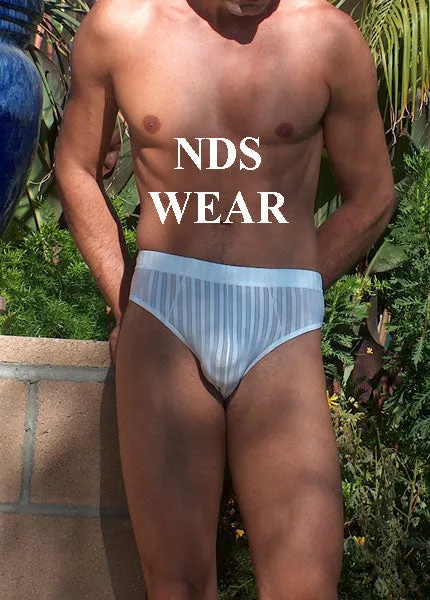 Microfiber White Sheer Stripe Brief - Clearance