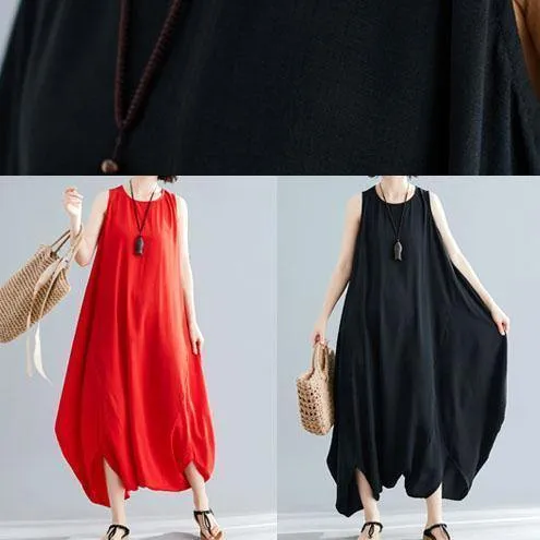 new black sleeveless cotton jumpsuit pants fashion unique women wide leg skirts pants