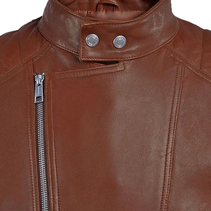 New Style Best Looking Shotgun Tan Moto Biker Fashion Leather Jacket