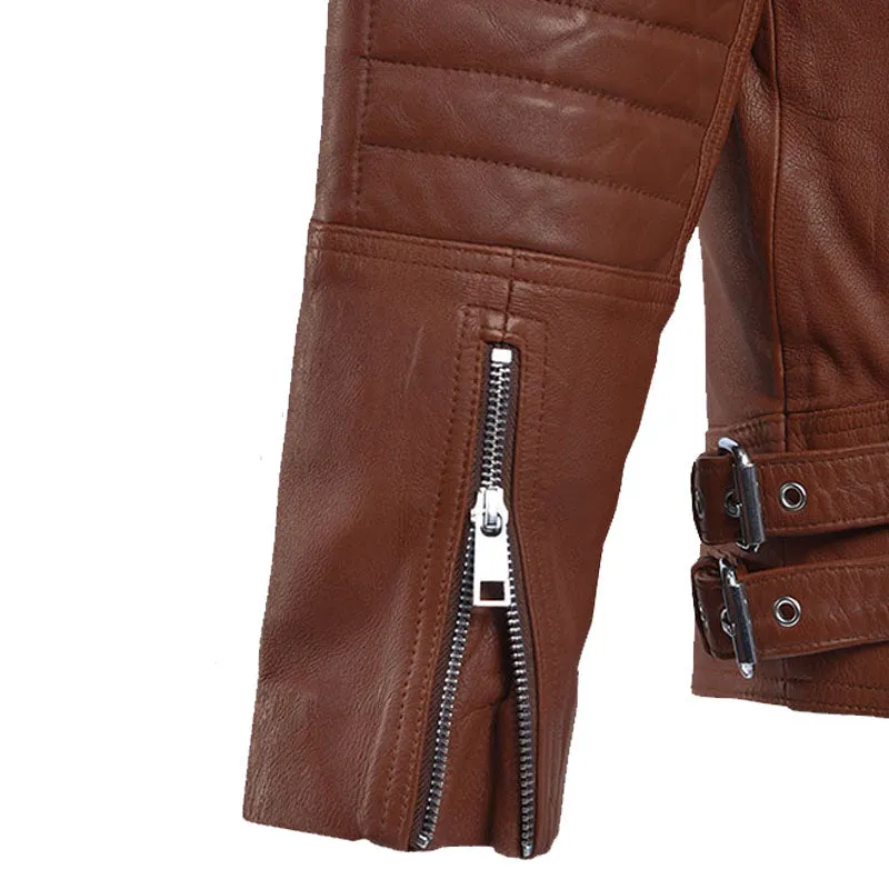New Style Best Looking Shotgun Tan Moto Biker Fashion Leather Jacket