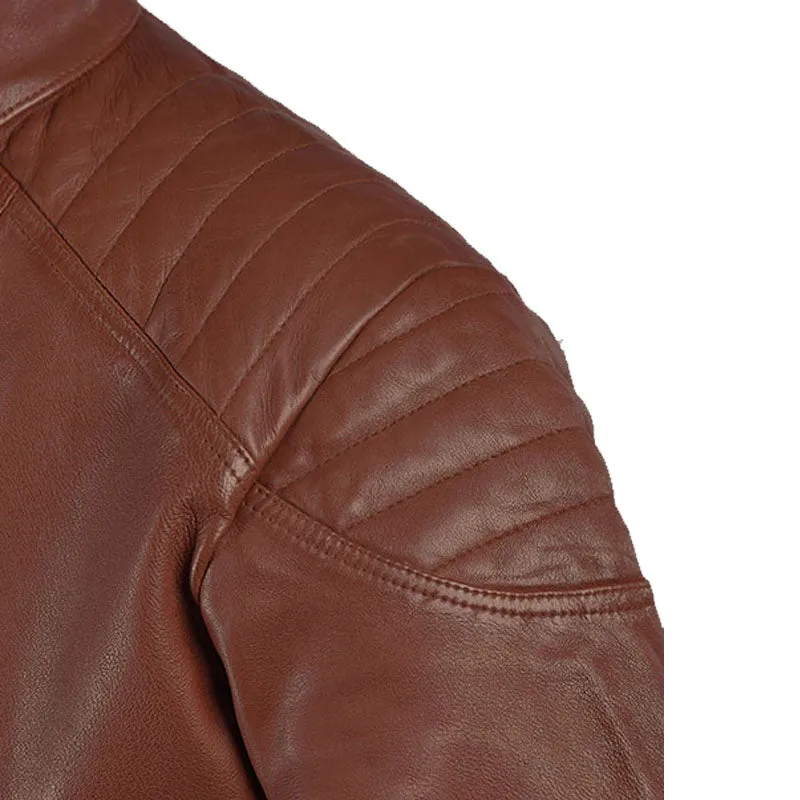 New Style Best Looking Shotgun Tan Moto Biker Fashion Leather Jacket