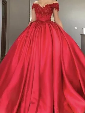 Occasion Red Ball Gown Off Shoulders Wedding Dress | Quinceanera Dresses