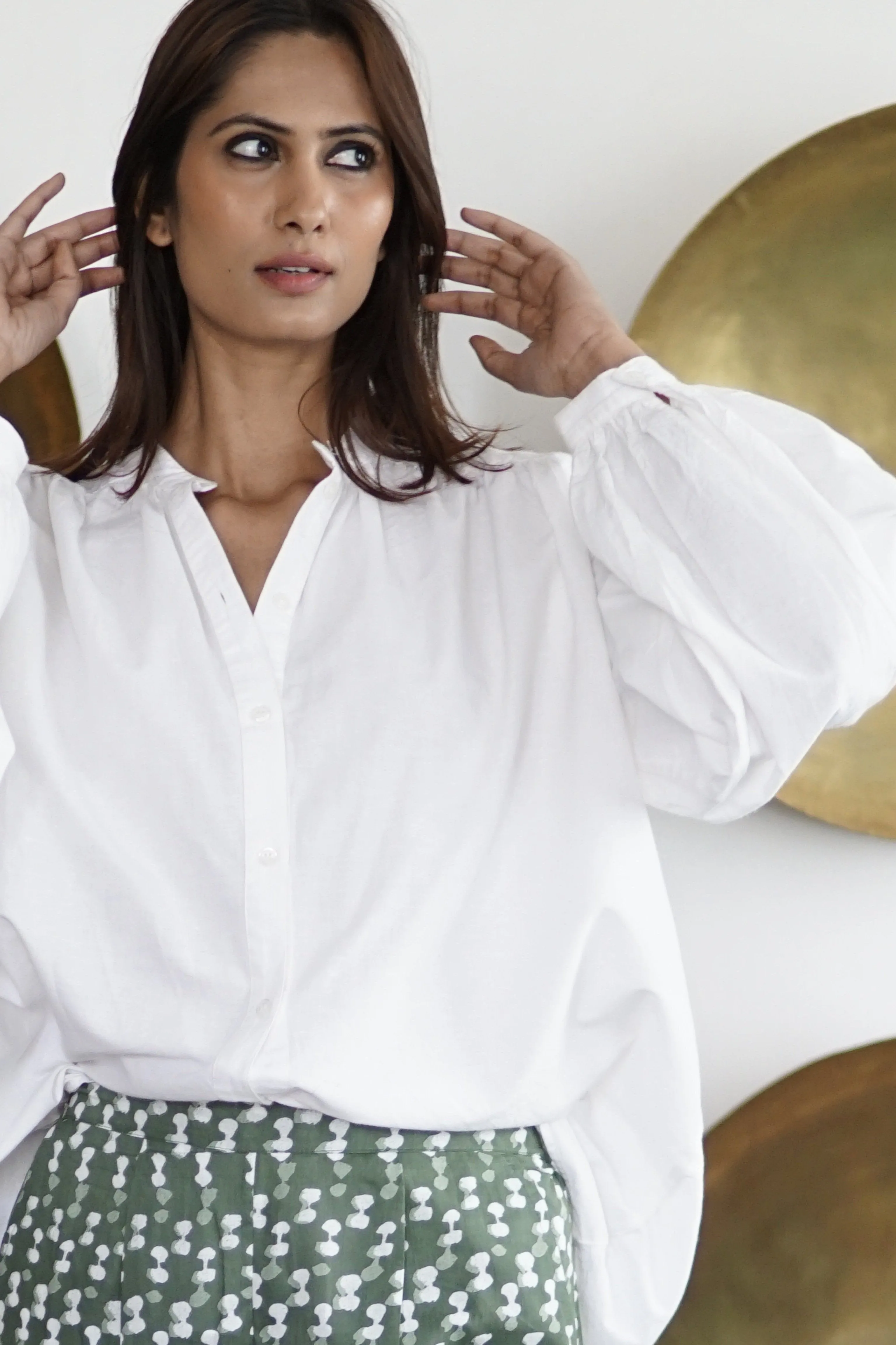 Pants, cotton summer pants with pockets, green and white block print cotton trousers with pockets