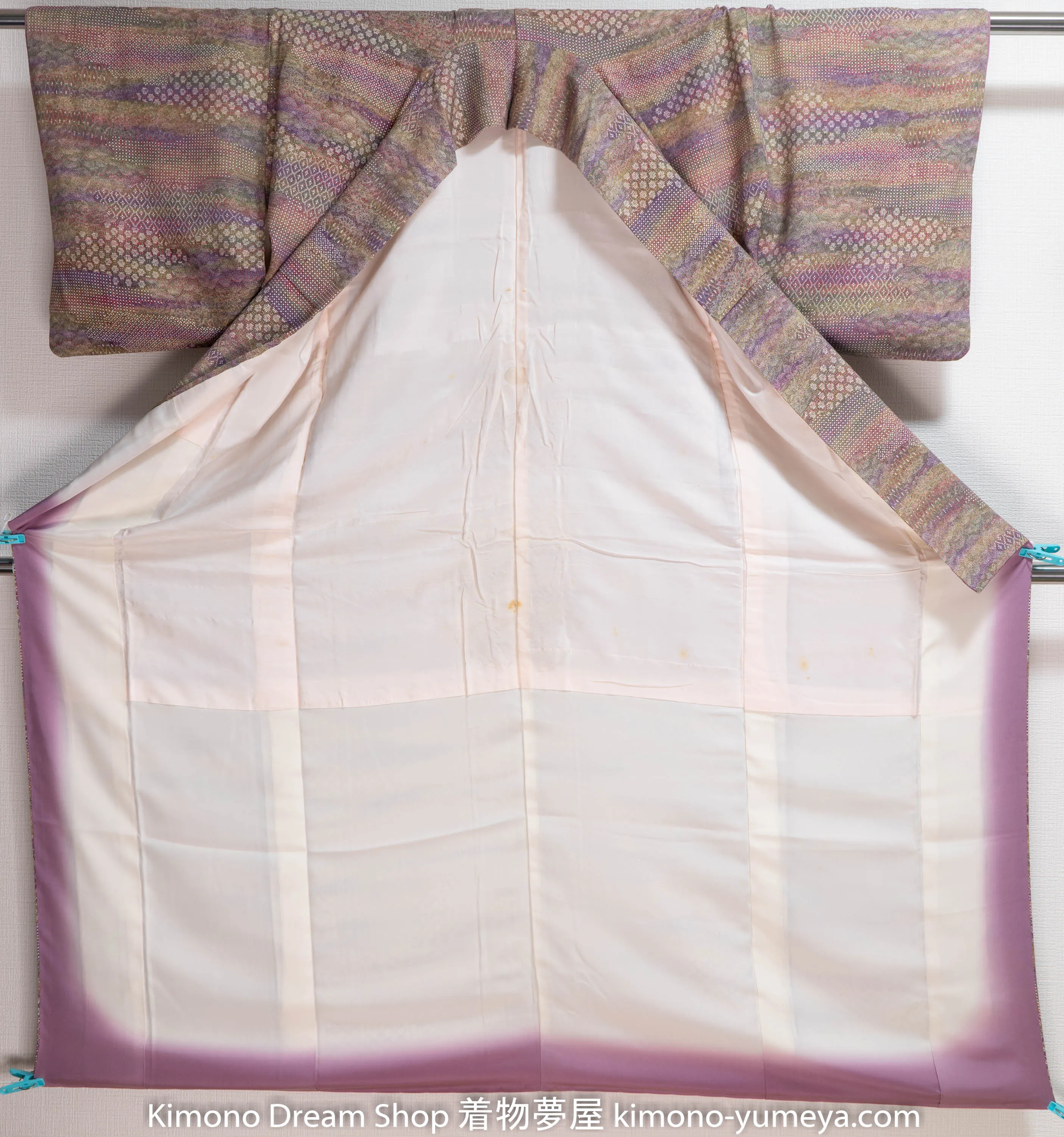 Patterns in Patterns in Patterns Edo Komon Kimono - Multicolored Purple Green Traditional Mixture