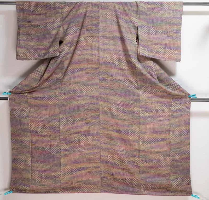 Patterns in Patterns in Patterns Edo Komon Kimono - Multicolored Purple Green Traditional Mixture