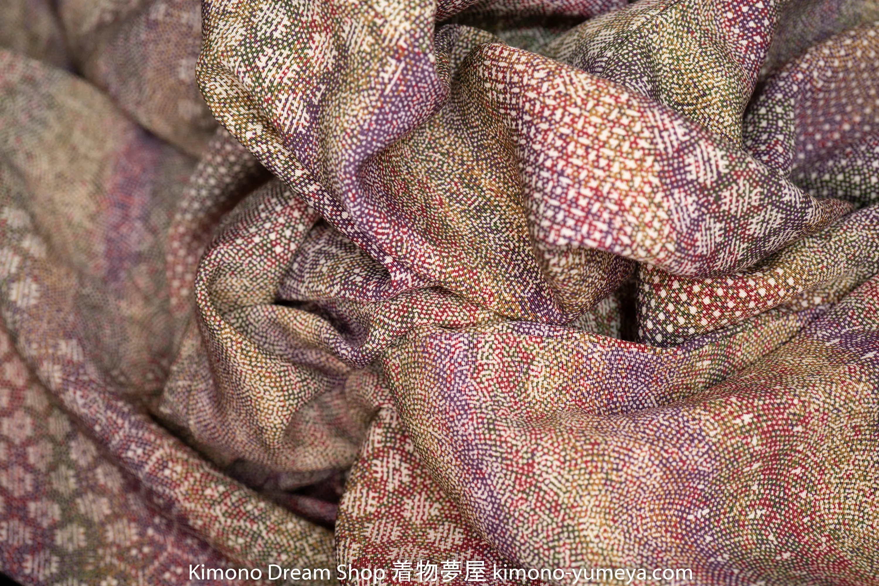 Patterns in Patterns in Patterns Edo Komon Kimono - Multicolored Purple Green Traditional Mixture