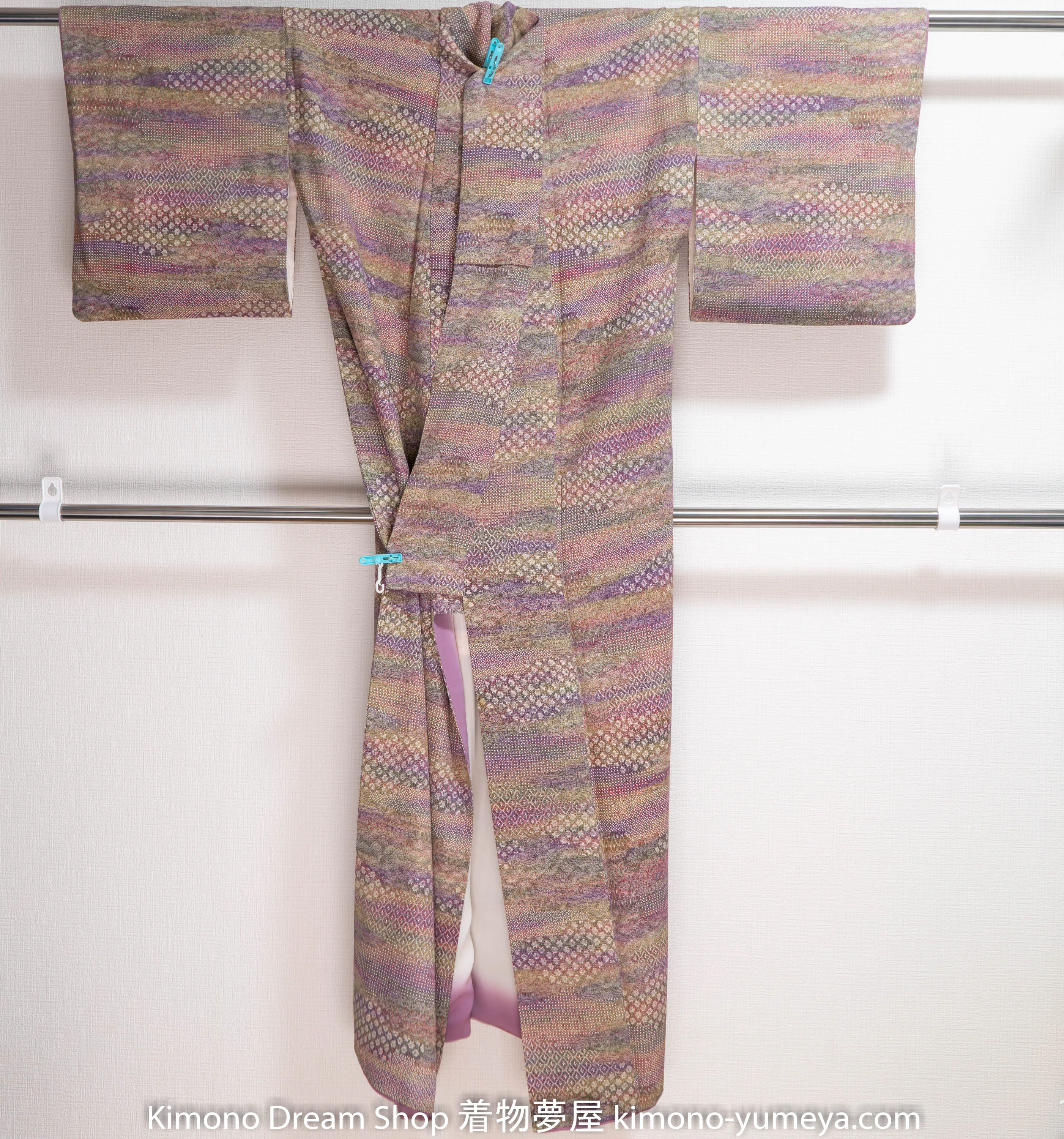 Patterns in Patterns in Patterns Edo Komon Kimono - Multicolored Purple Green Traditional Mixture
