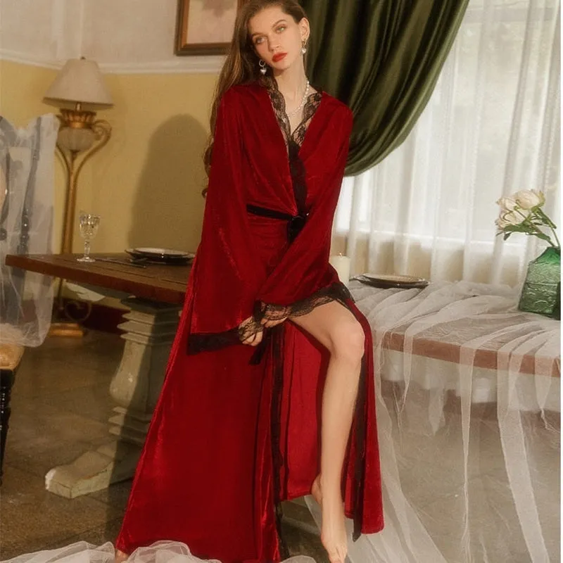Peignoir Satin Rouge Femme