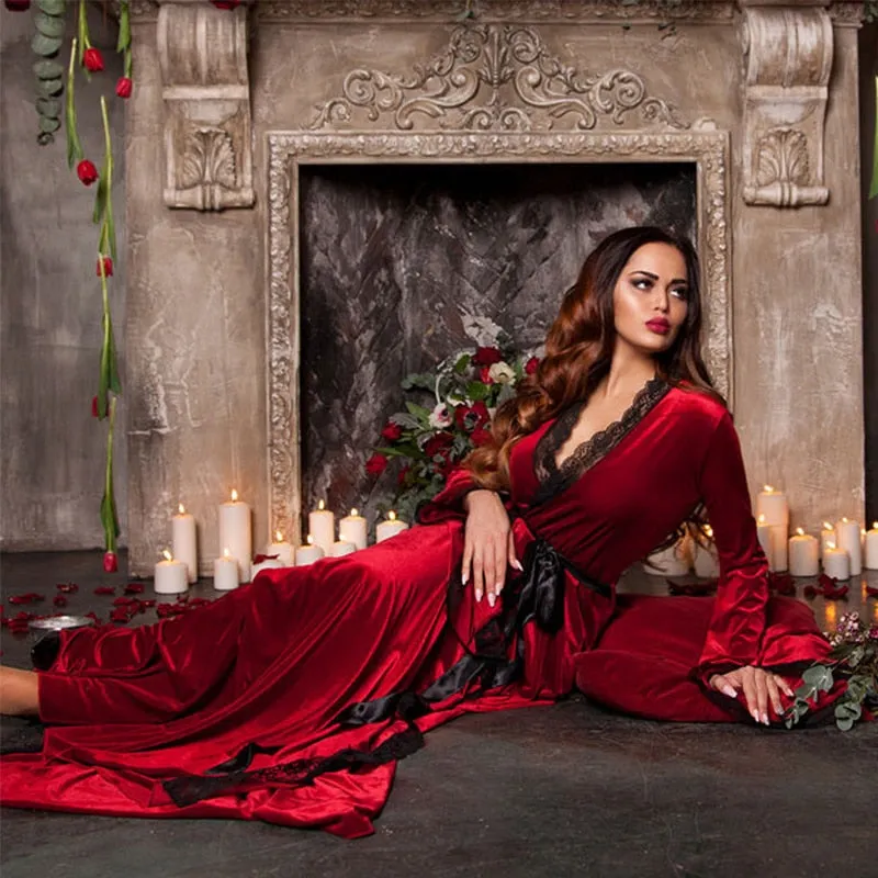 Peignoir Satin Rouge Femme