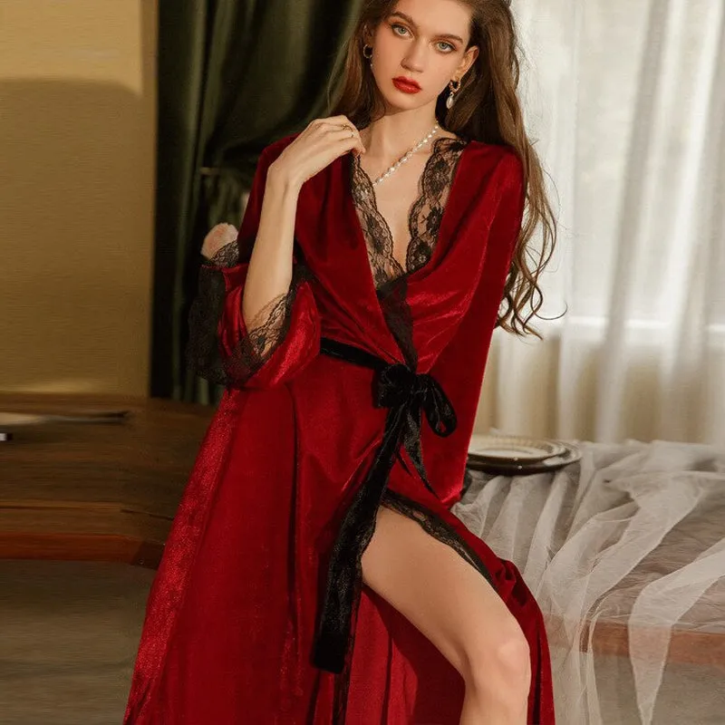 Peignoir Satin Rouge Femme