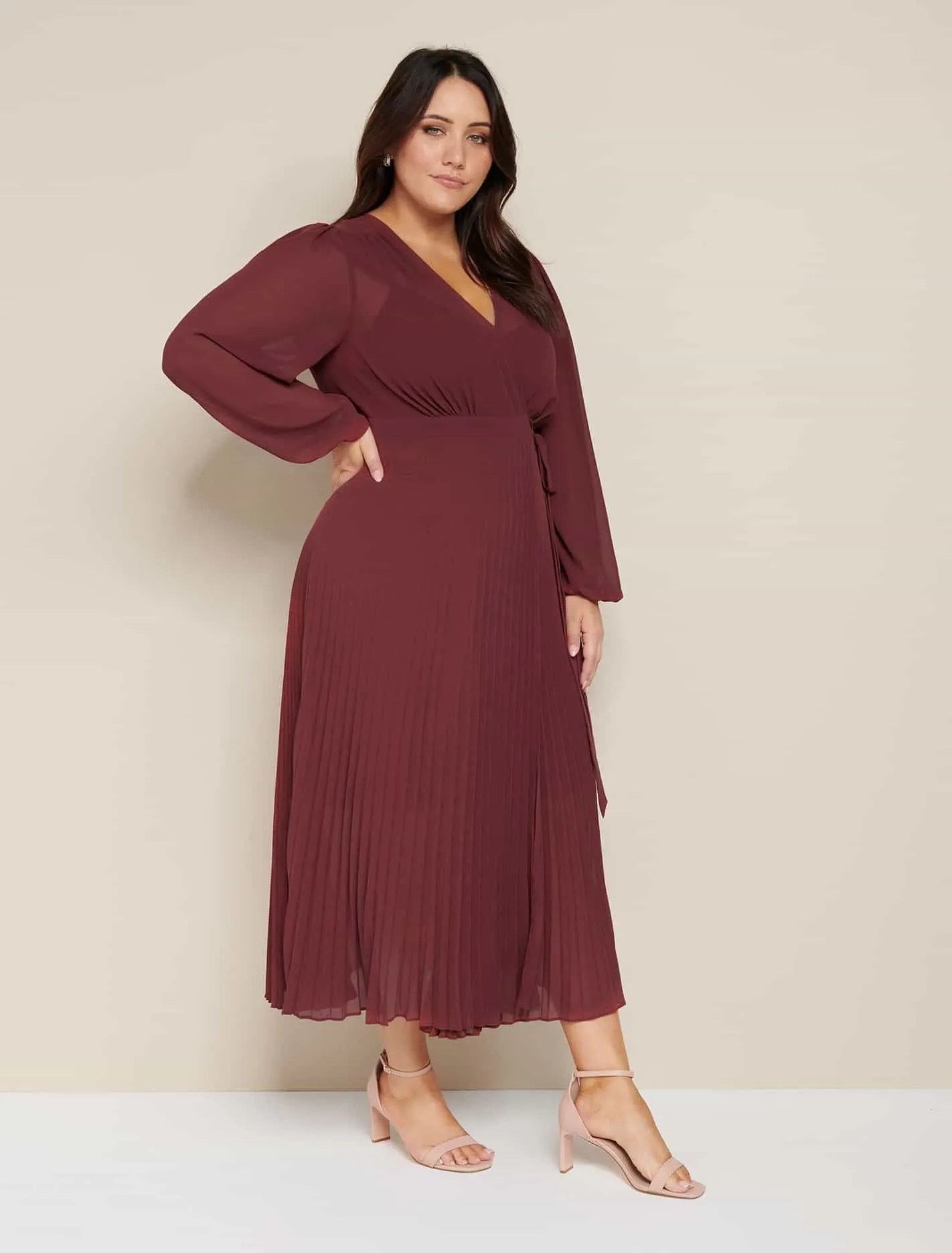 Penelope Curve Pleated Wrap Dress