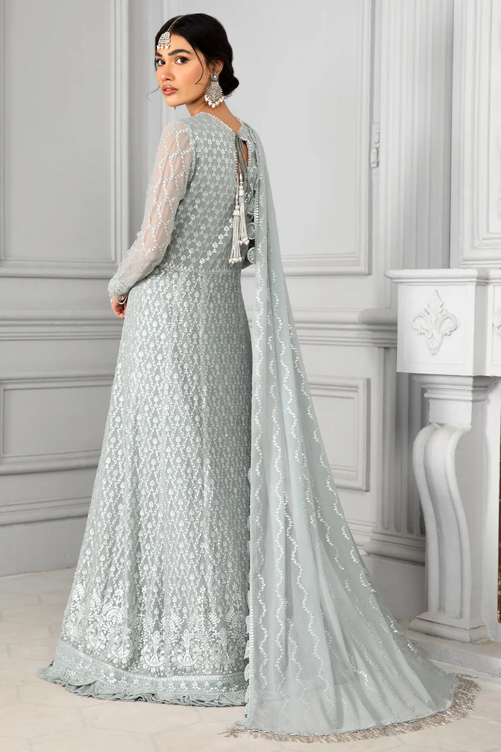 Pishwas Dress Pakistani in Light Grey Shade #PF326