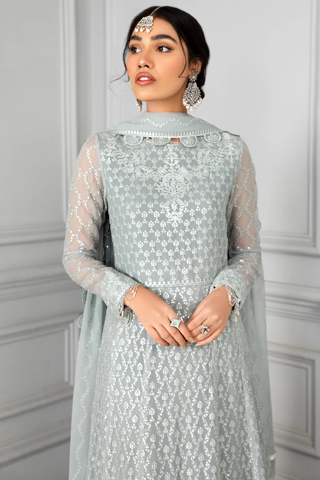 Pishwas Dress Pakistani in Light Grey Shade #PF326