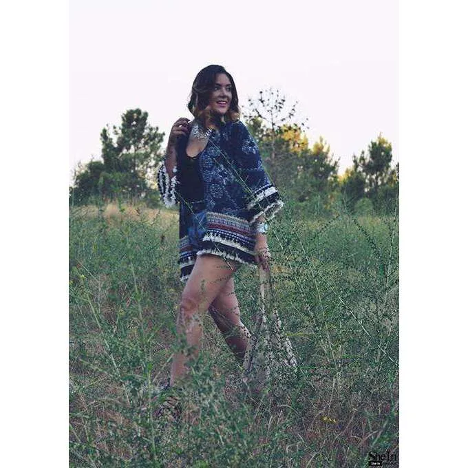 Pom Fringe Kimono