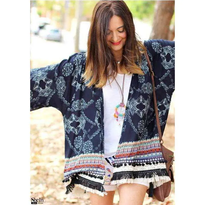 Pom Fringe Kimono