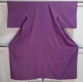 Purple Striped Iromuji Kimono - Vintage Silk Japanese Robe - Single Color Style Mon