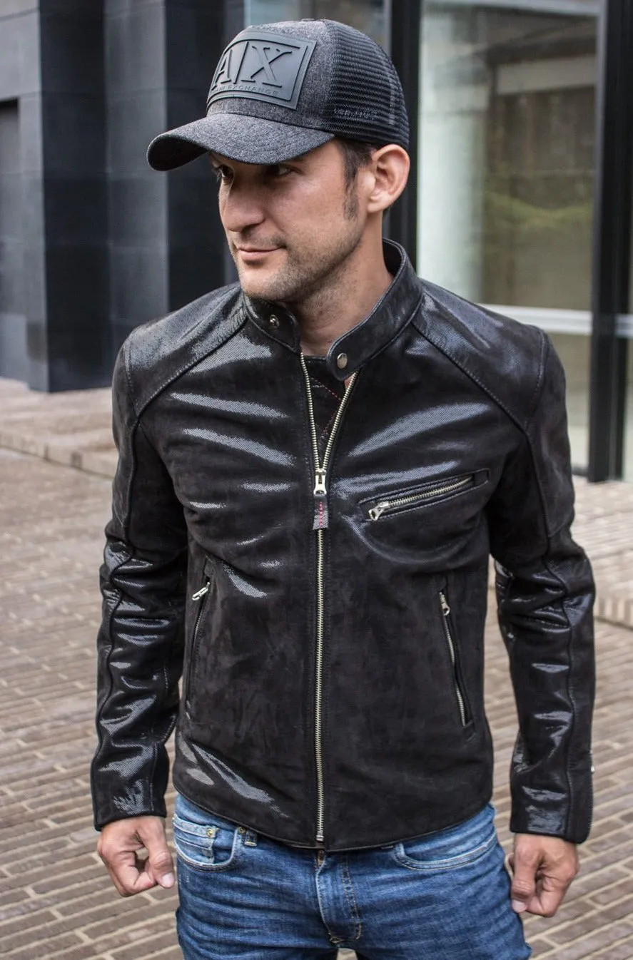 R79 VEGAS Leather Jacket Shine Black  - Music