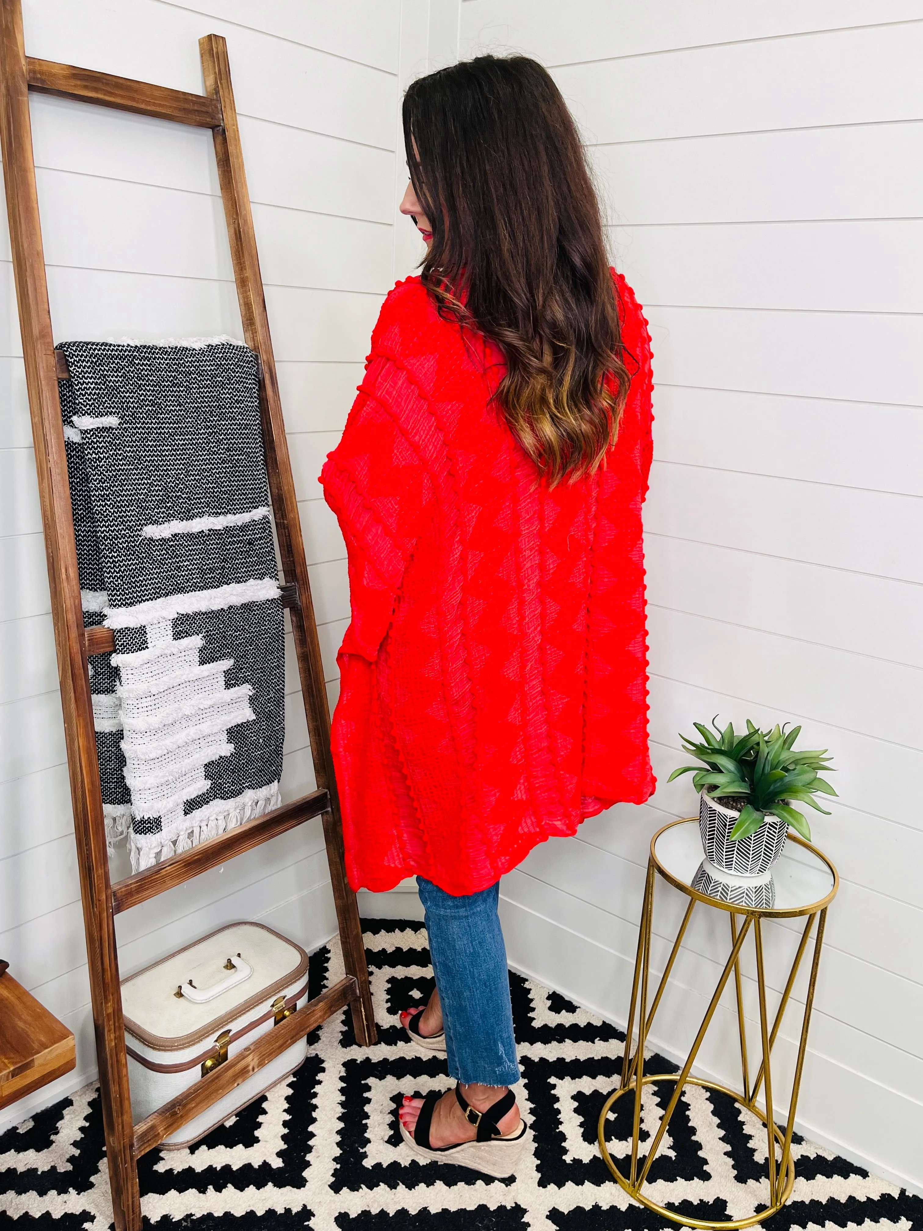 Red Pom Kimono