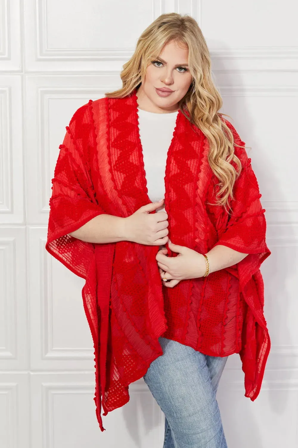 Red Pom Kimono