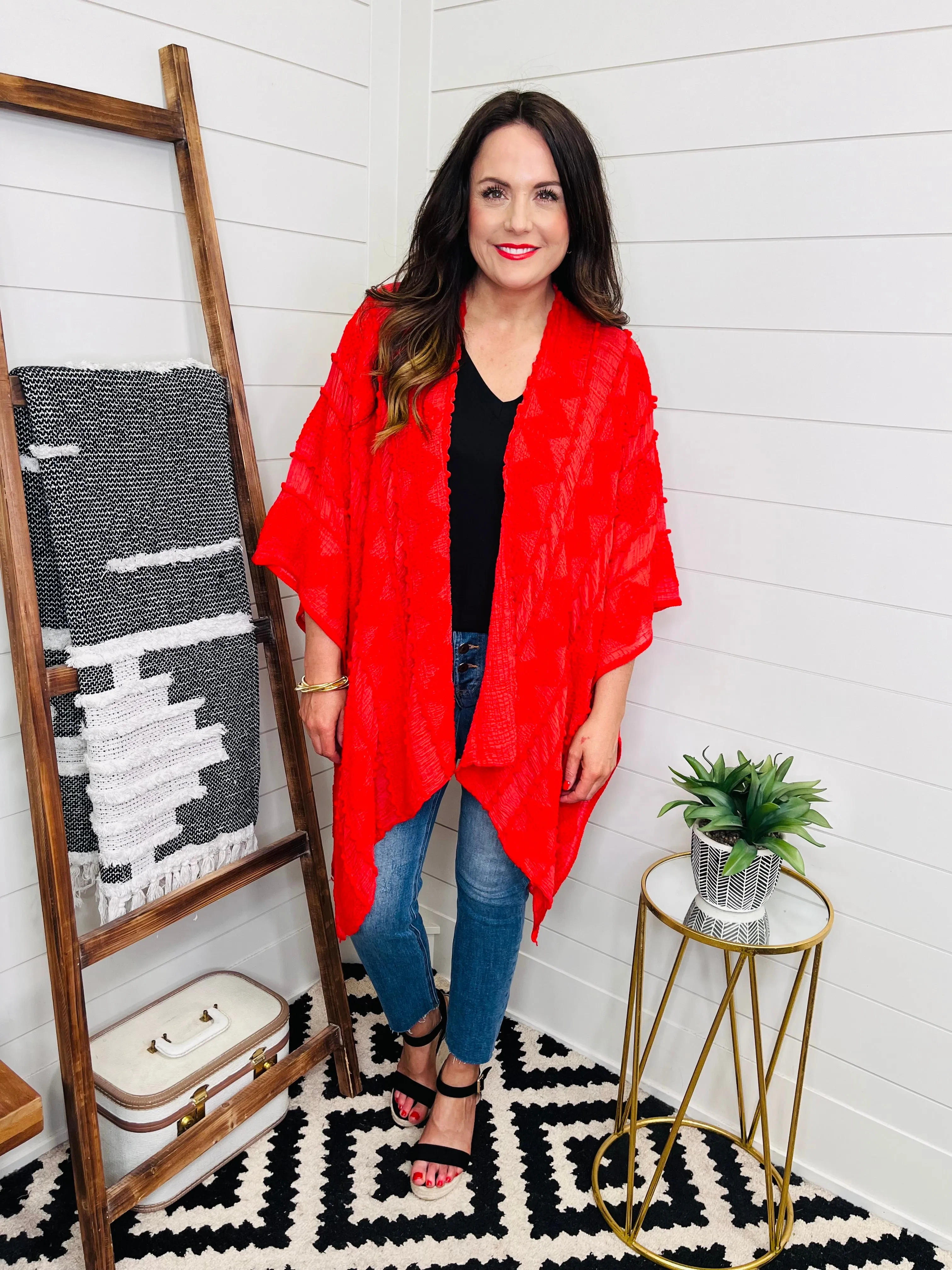 Red Pom Kimono