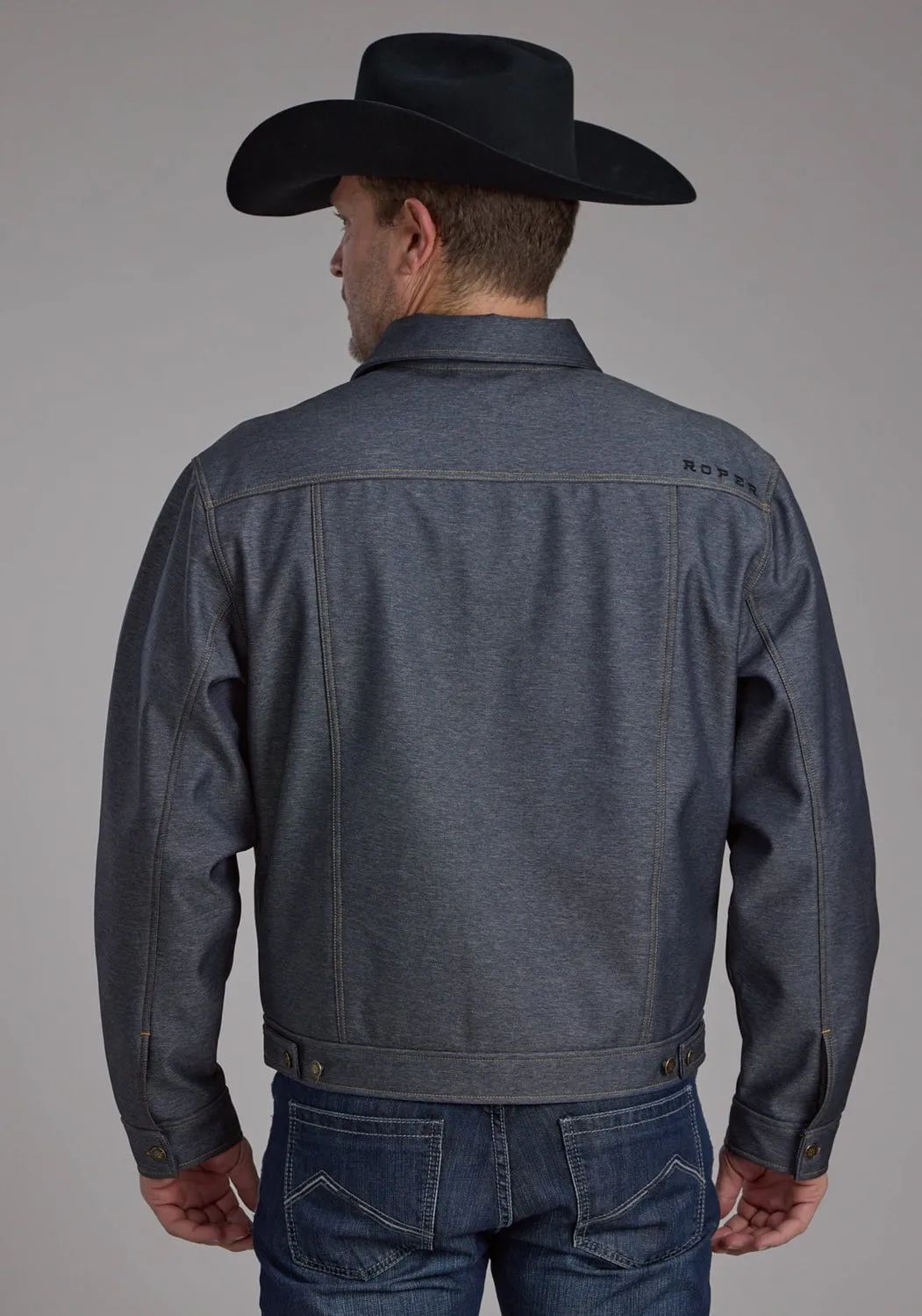 Roper Mens Raised Denim Blue Polyester Softshell Jacket