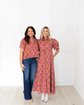 Rosie Shirt Dress in Paisley Drops