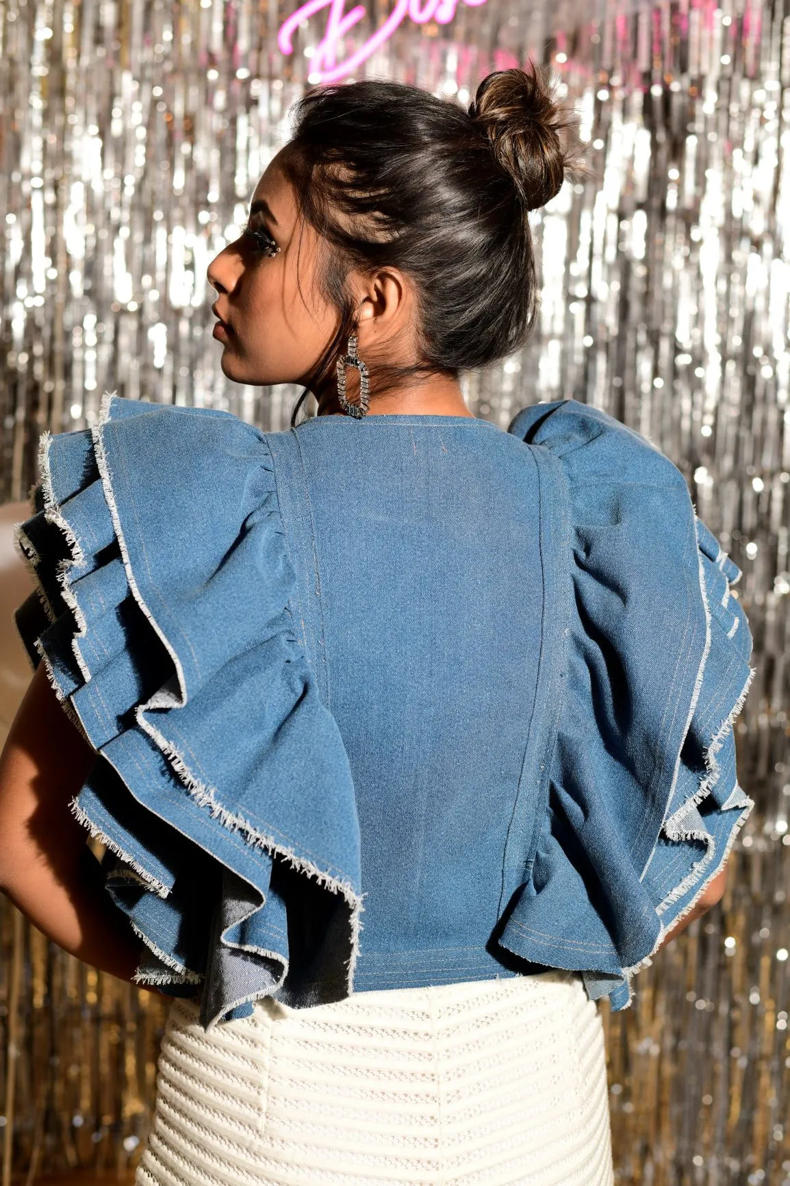 Ruffle Bolero in Denim