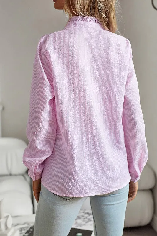 Ruffled Trim Collar Shirt