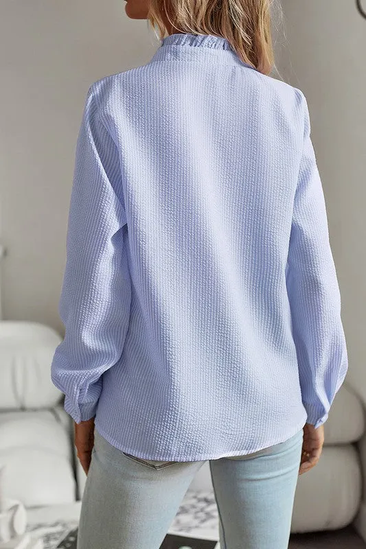 Ruffled Trim Collar Shirt