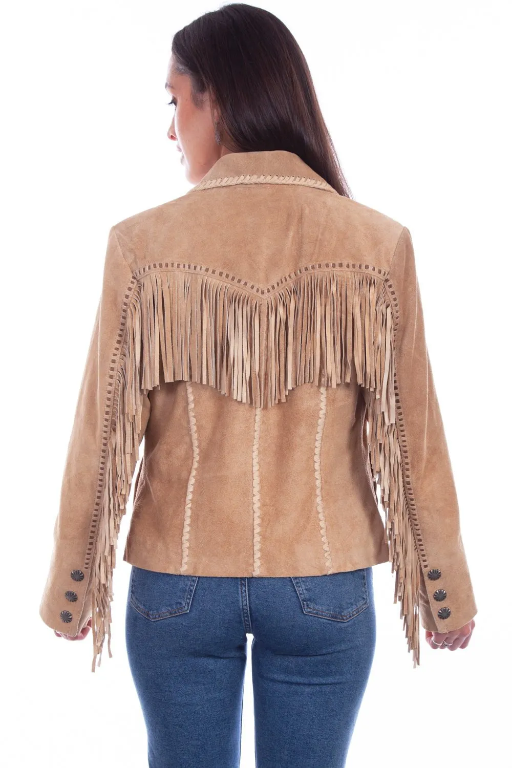 Scully Womens Cowgirl Fringe Old Rust Leather Leather Jacket S