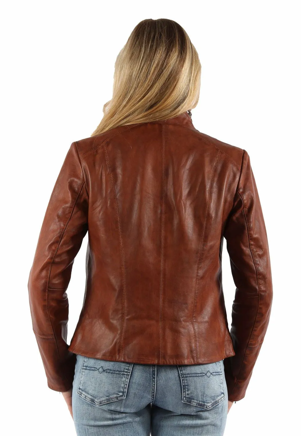 Scully Womens Lightweight Zip Vintage Brown Leather Leather Jacket XXL