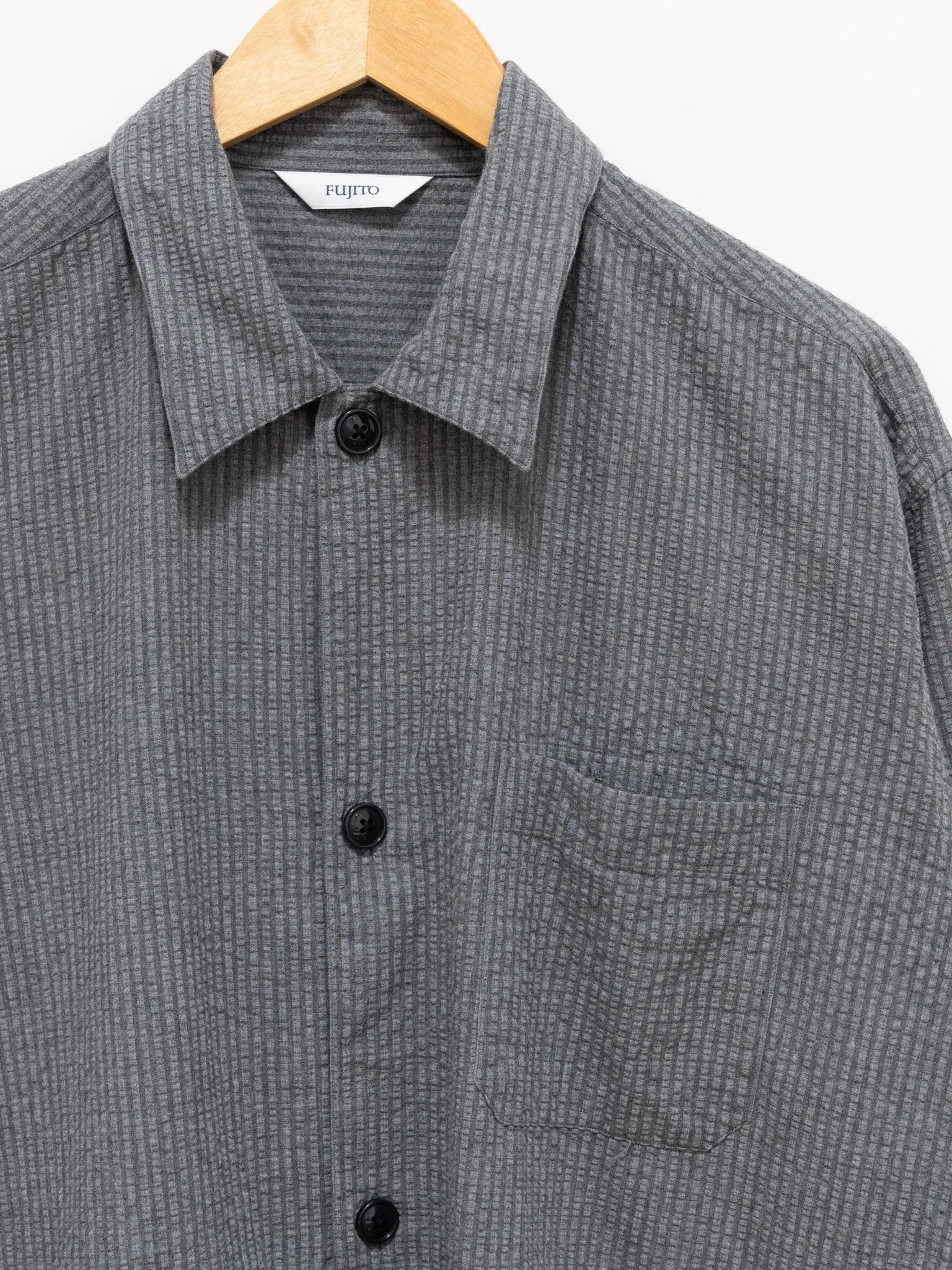Seersucker Shirt Jacket - Gray Stripe