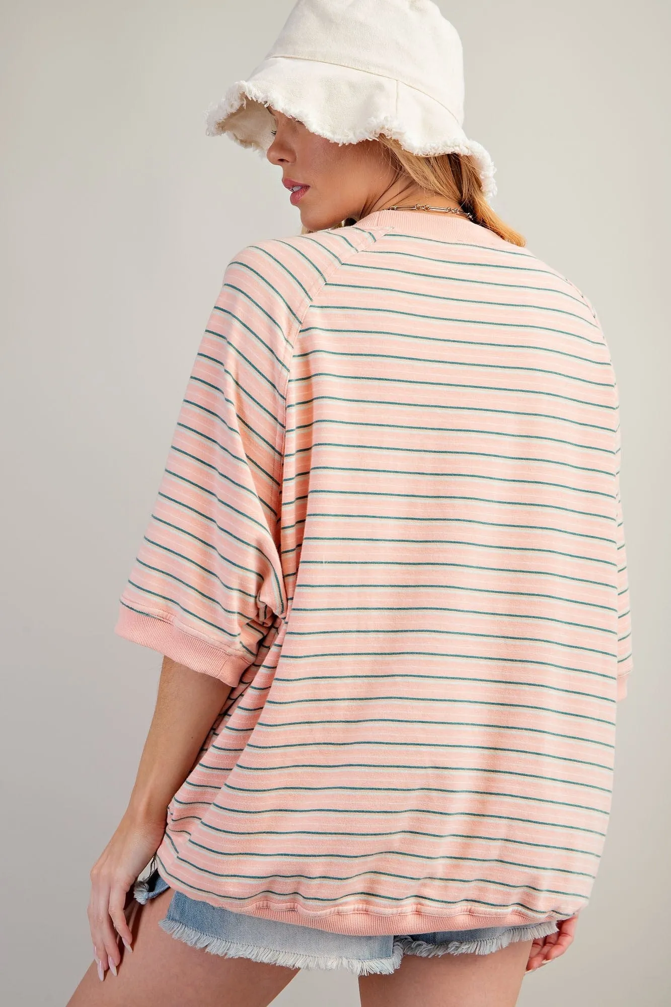 Short Sleeve Striped Terry Top