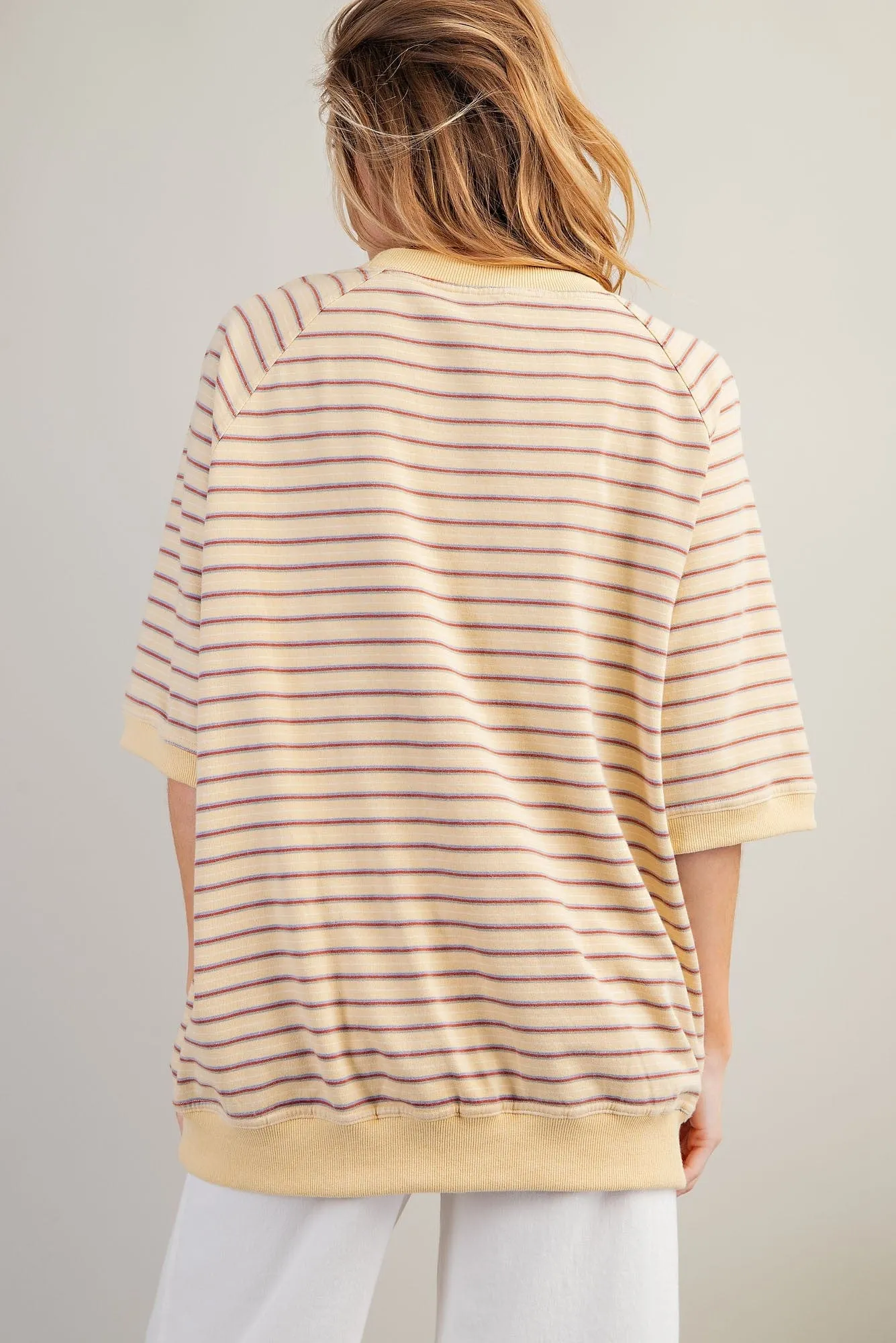 Short Sleeve Striped Terry Top