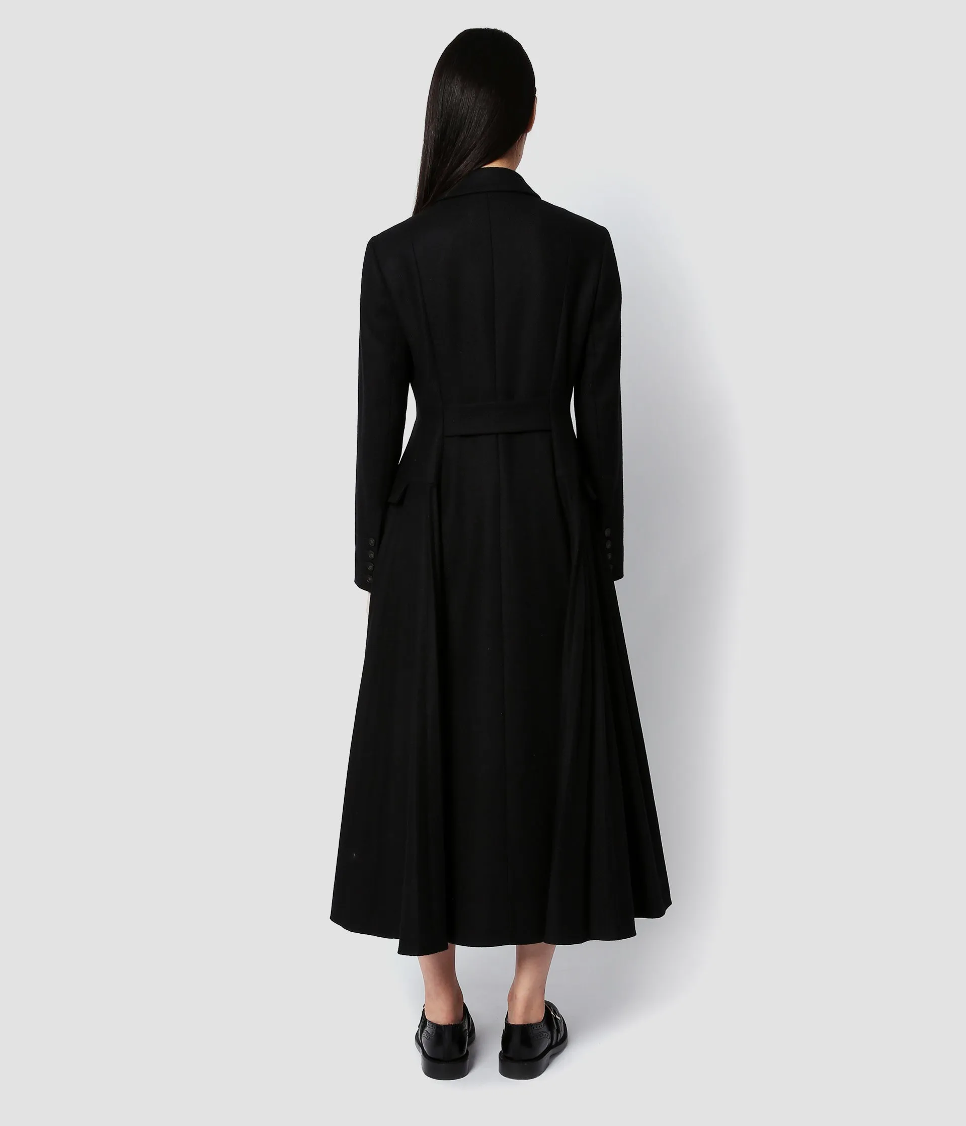 Single Breasted Coat With Pleating Detail