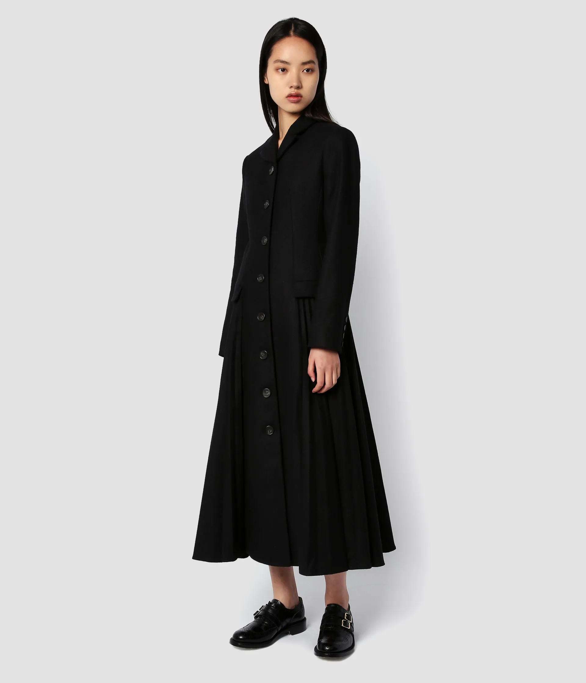 Single Breasted Coat With Pleating Detail