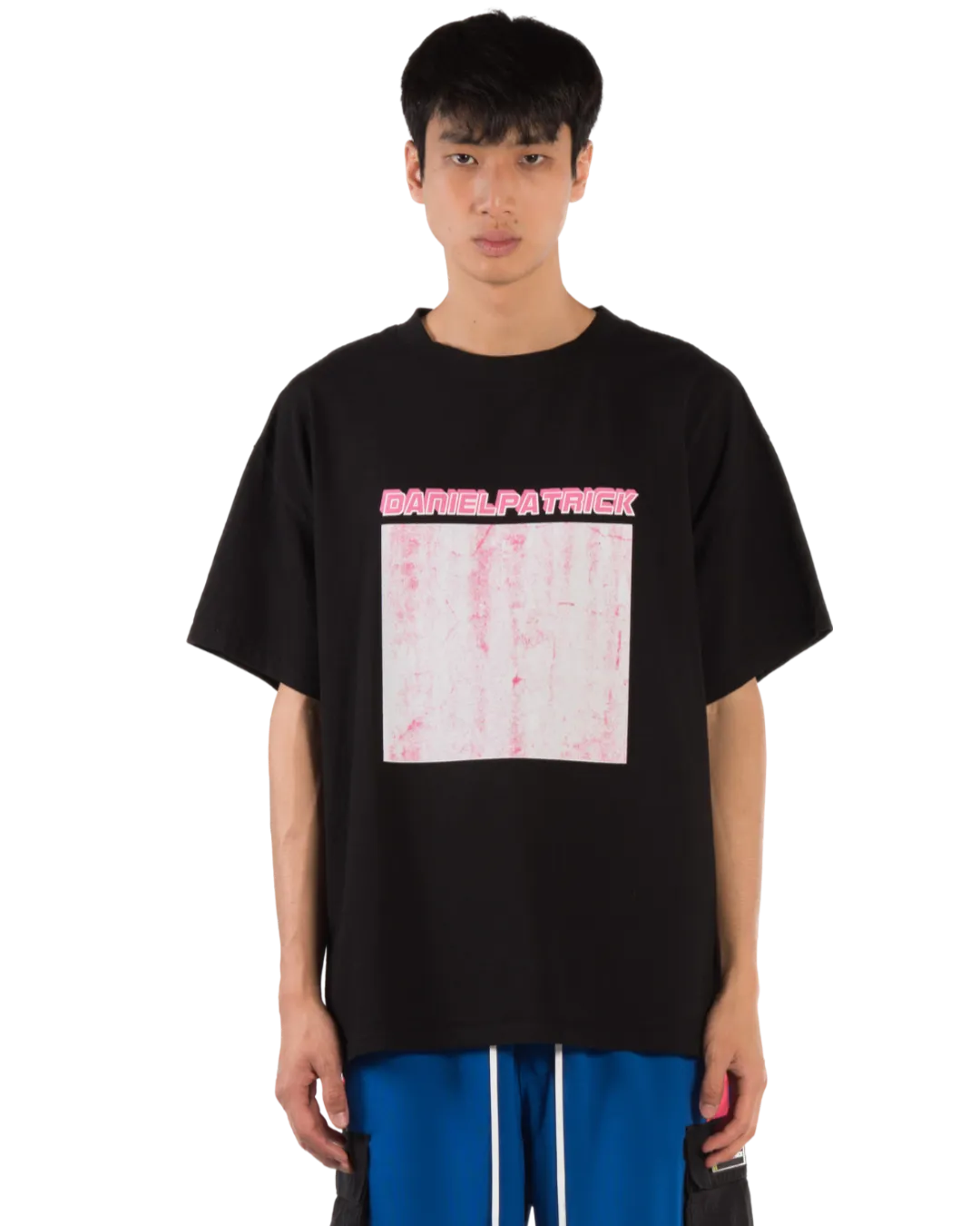 Size M | Daniel Patrick Black Distressed Square T-shirt