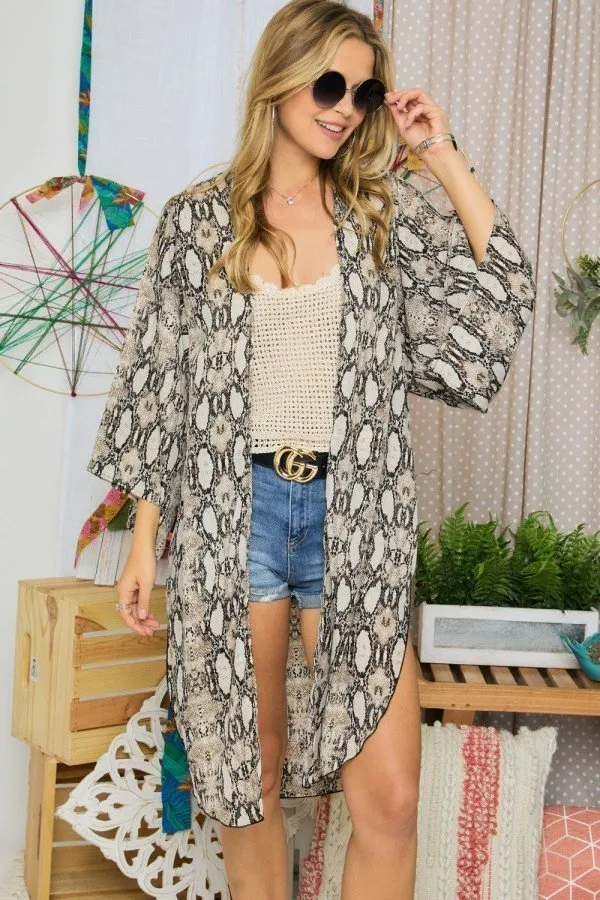 Snakeskin 3/4 Sleeve Kimono