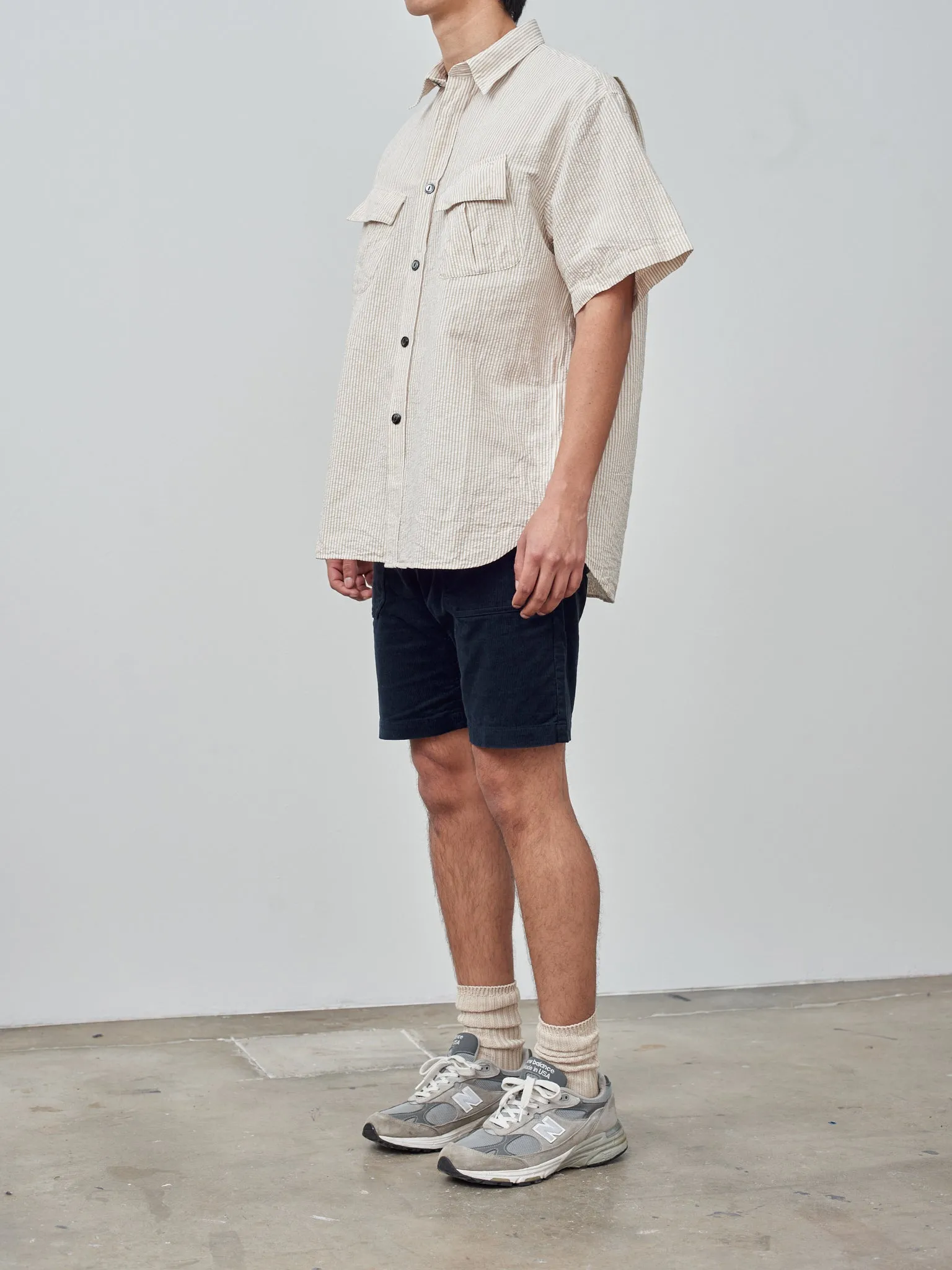 S/S Fatigue Shirt - Beige Stripe