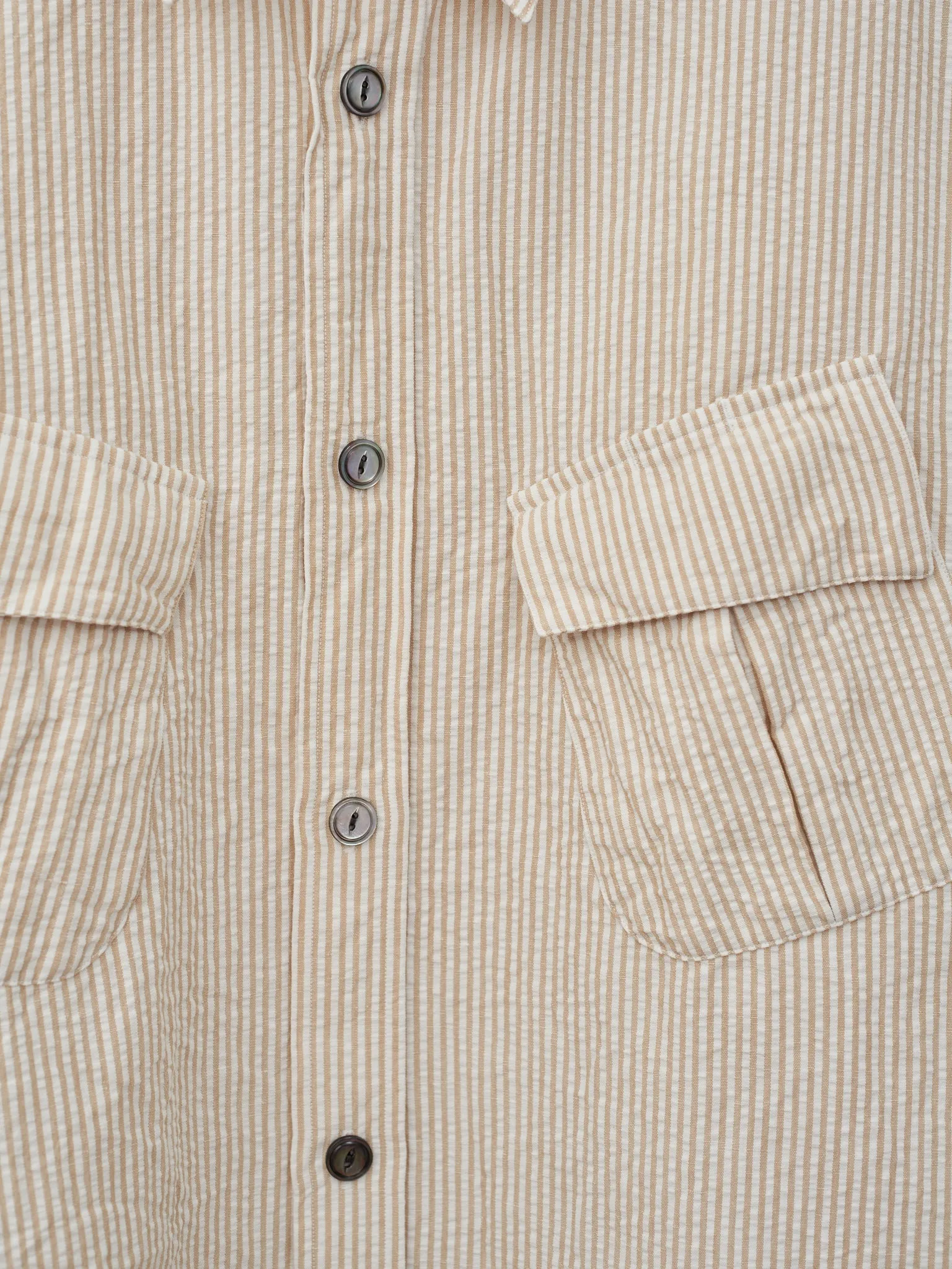 S/S Fatigue Shirt - Beige Stripe