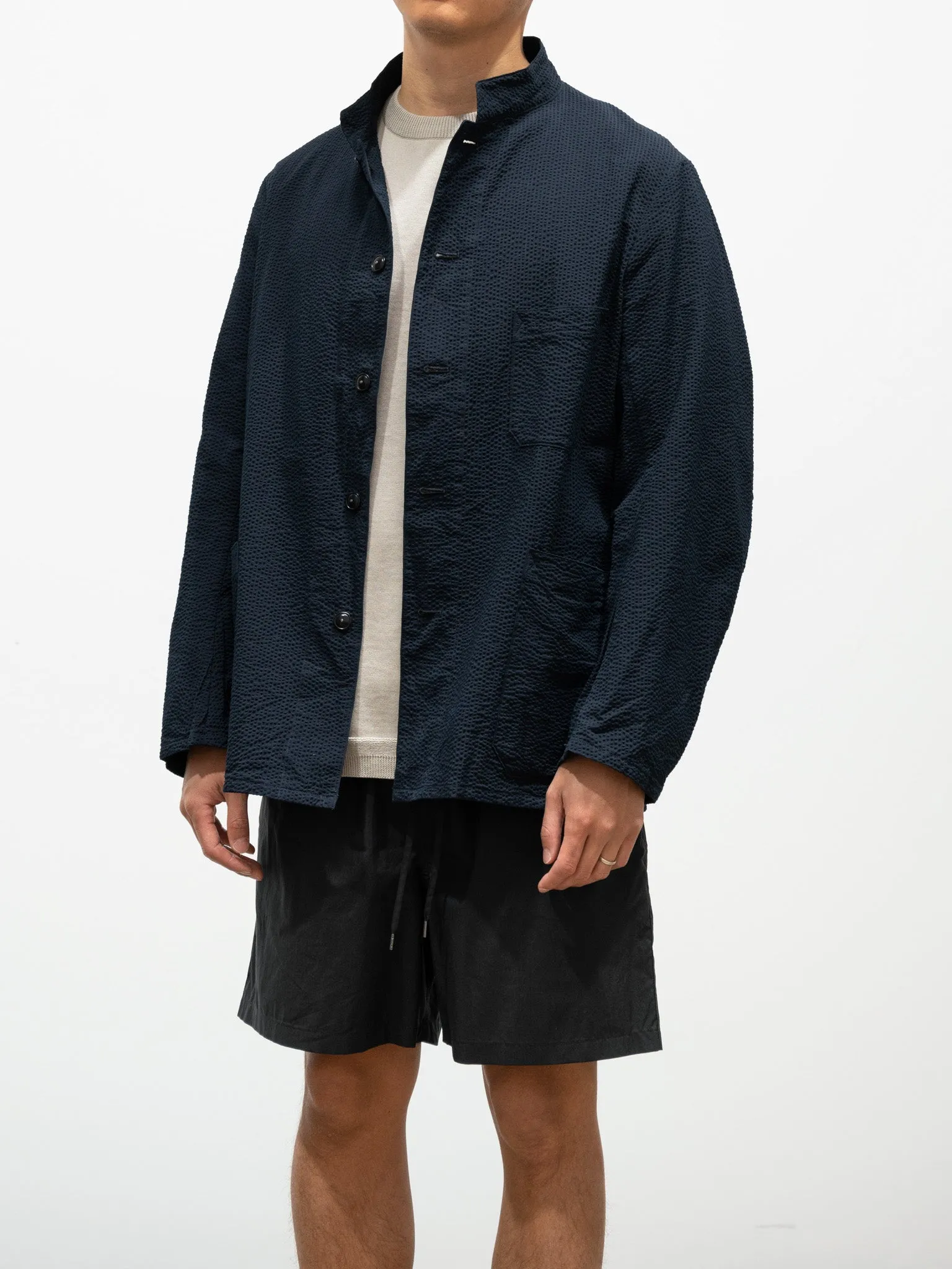 Standcollar Jacket - Navy Stripe