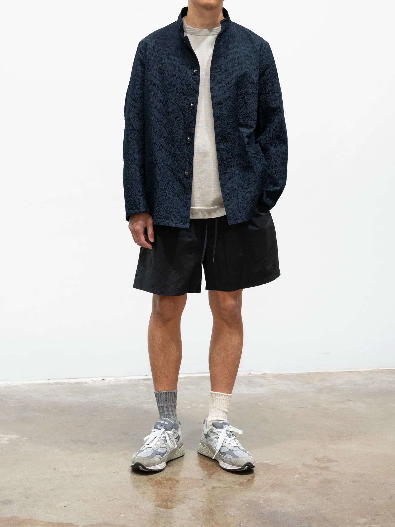 Standcollar Jacket - Navy Stripe
