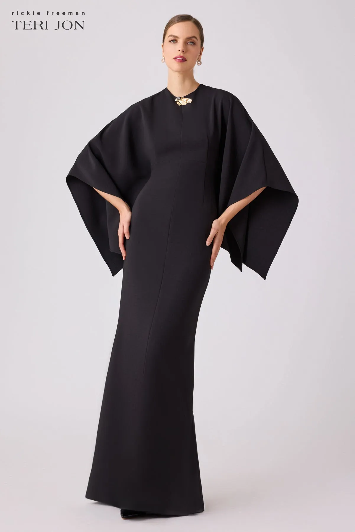 Stretch Crepe Kimono Day To Evening Gown
