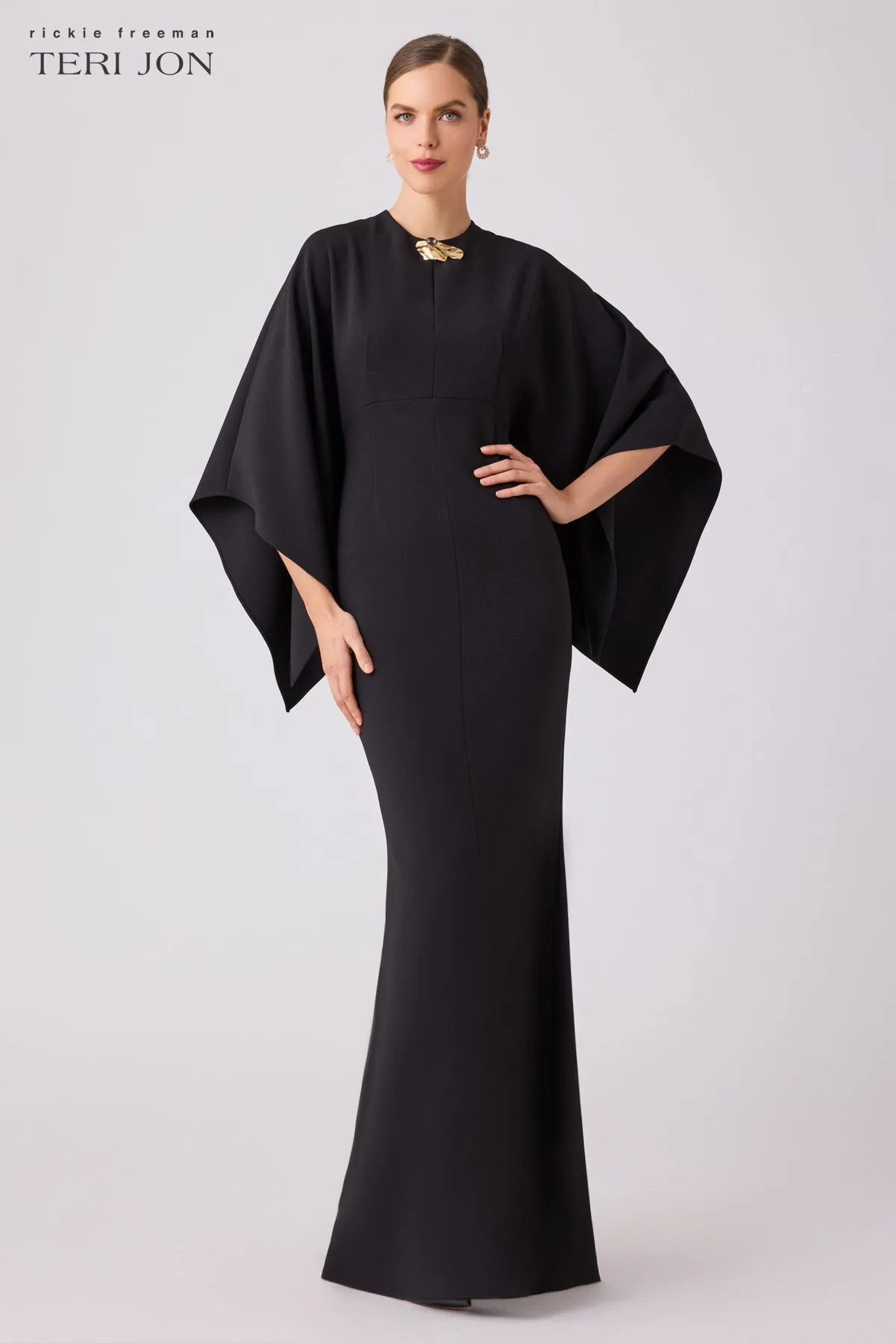 Stretch Crepe Kimono Day To Evening Gown