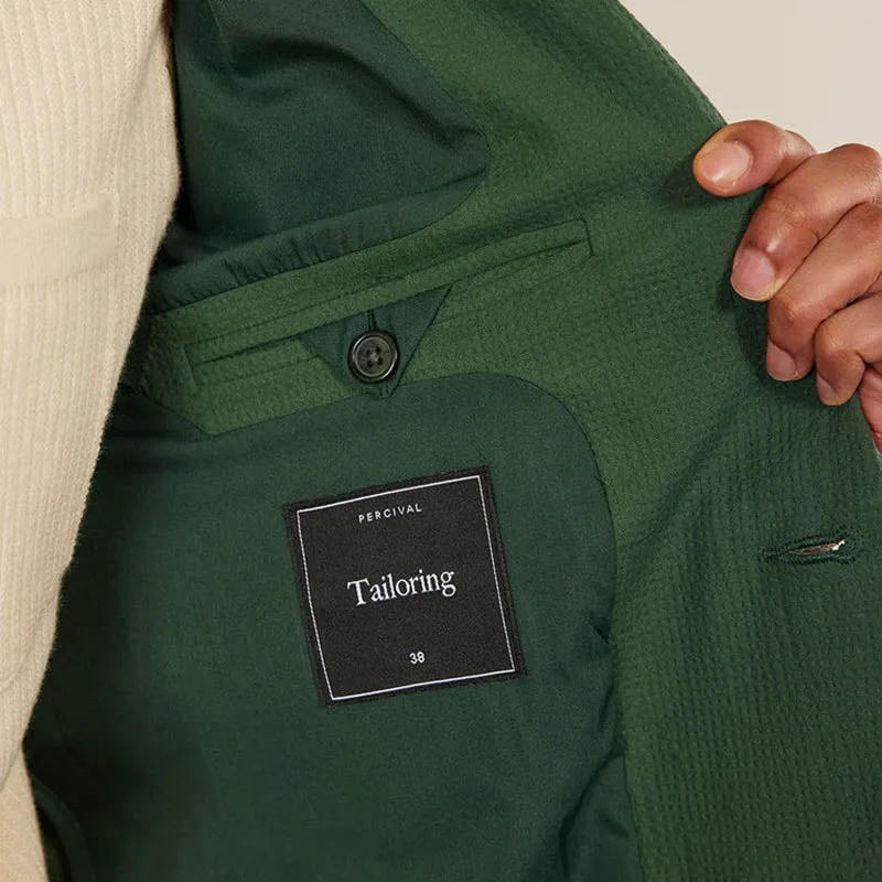 Tailored Seersucker Blazer - Forest