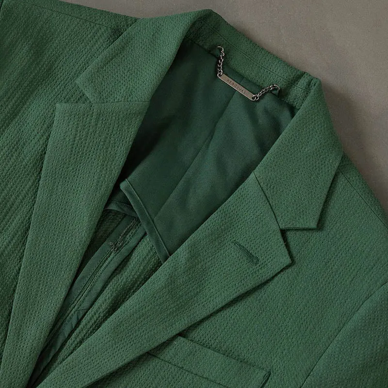 Tailored Seersucker Blazer - Forest