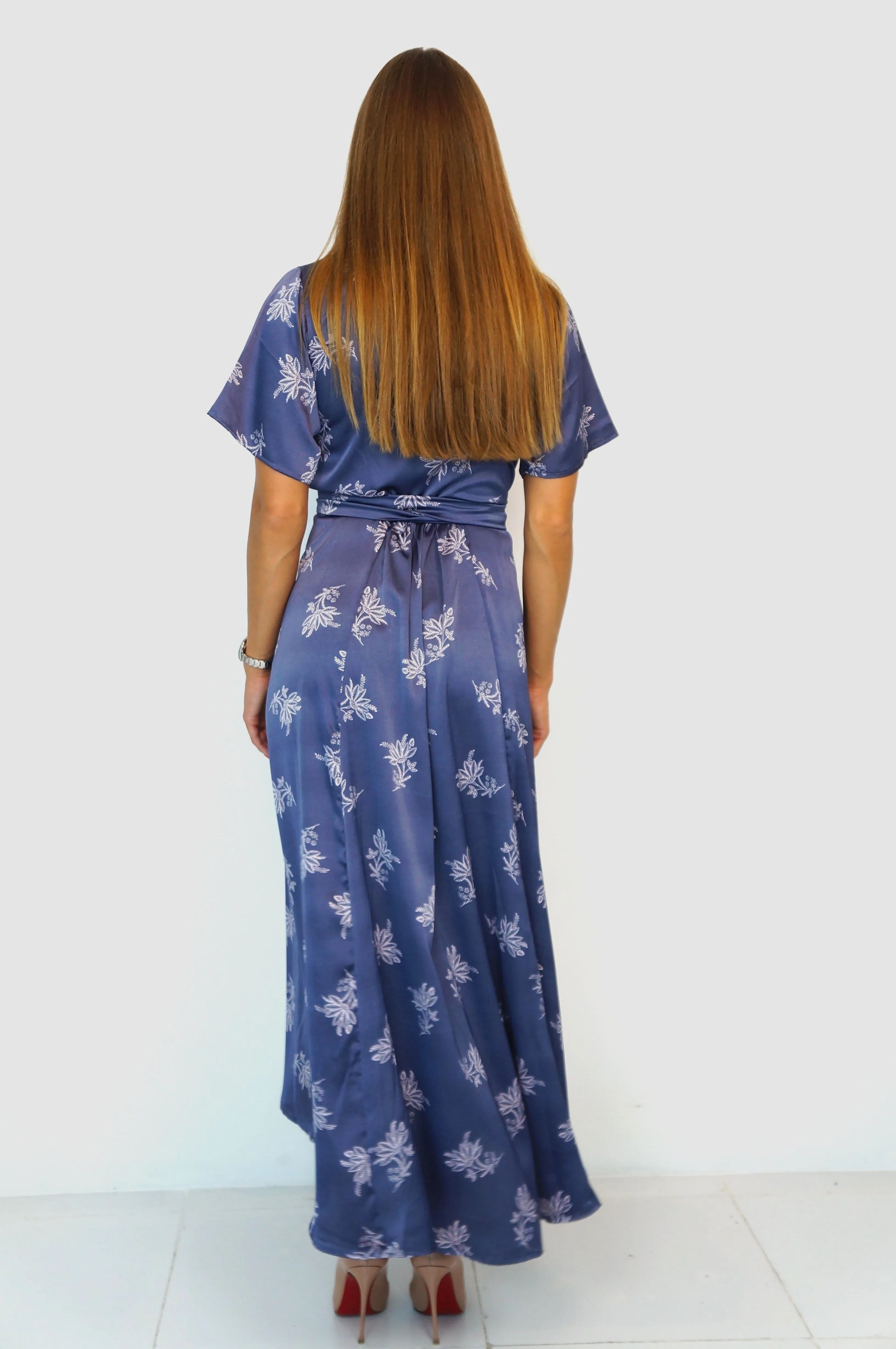 The Maxi Wrap Dress - Pink Indigo