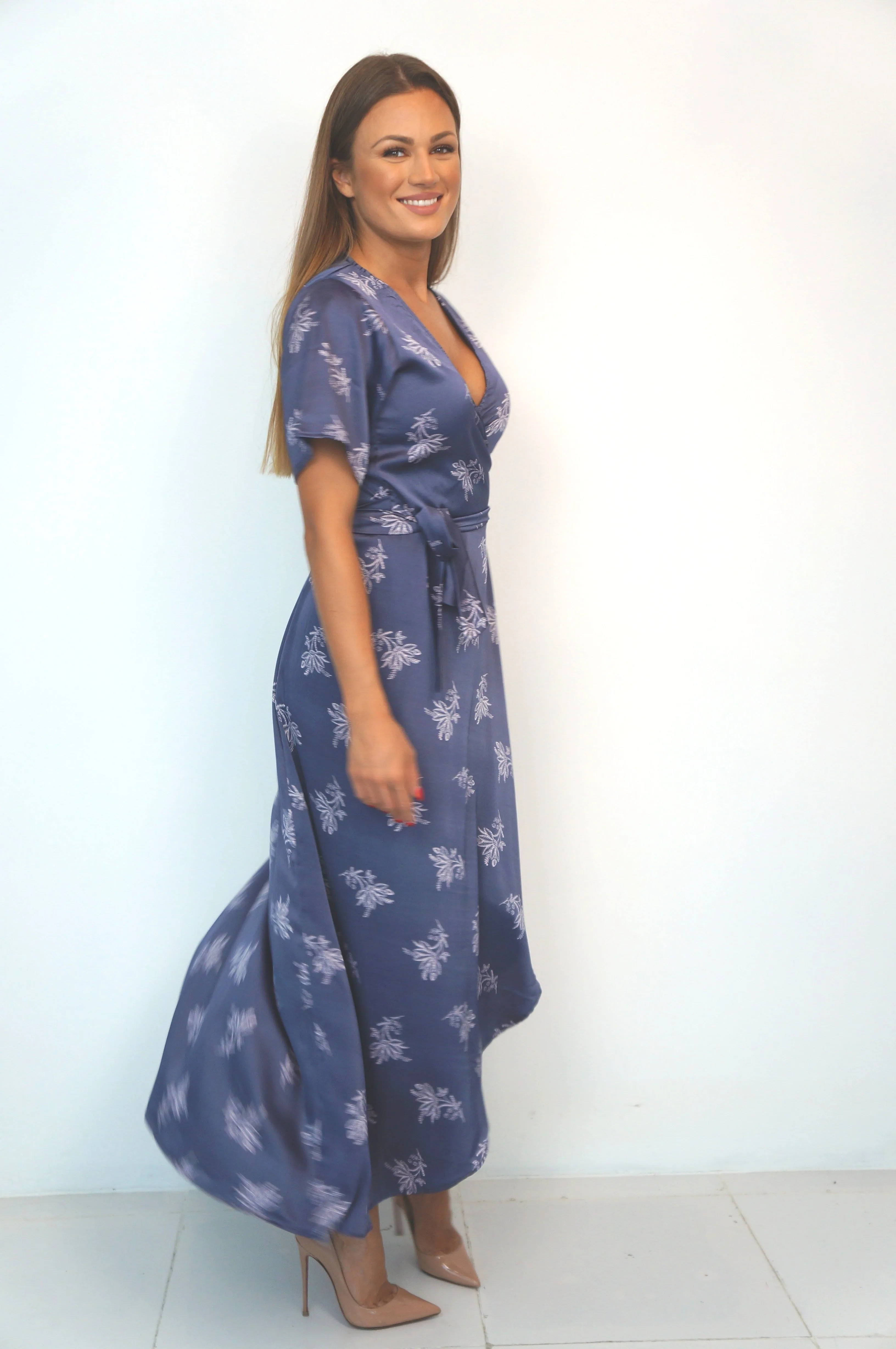 The Maxi Wrap Dress - Pink Indigo