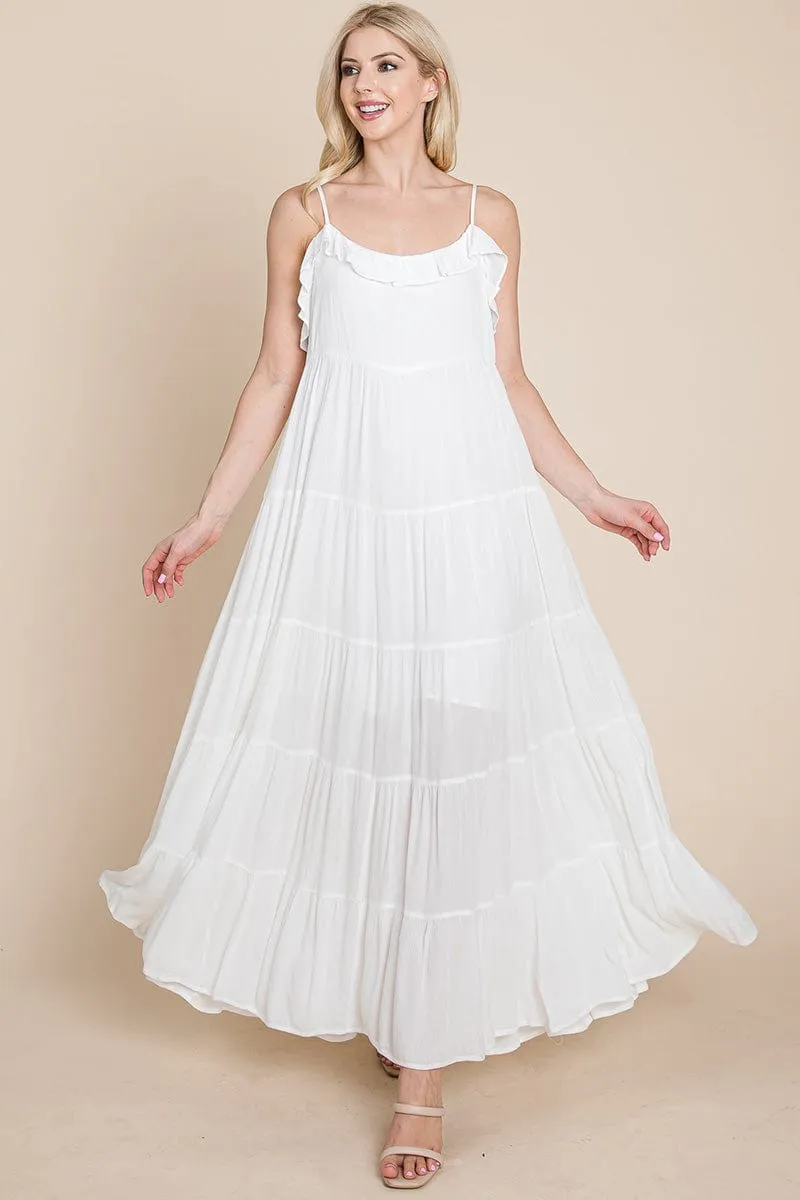 Tiered Tie Strap Cami Maxi Dress